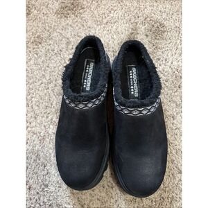 Skechers Clogs Platform Black Women's Sz 8.5 Fleece Lined Faux Suede